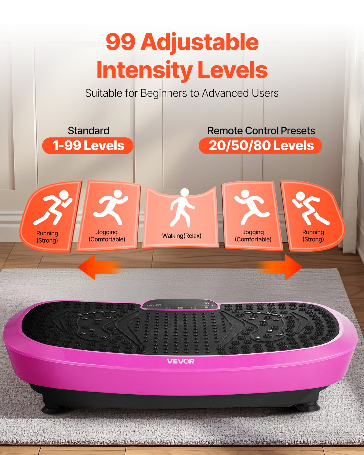 Vibration Plate Exercise Machine, Full Body Shaker with Magnetic Acupoints for Lymphatic Drainage and Weight Loss, Home Gym Workout Fitness Equipment with 2 Resistance Bands for Women Men, Pink