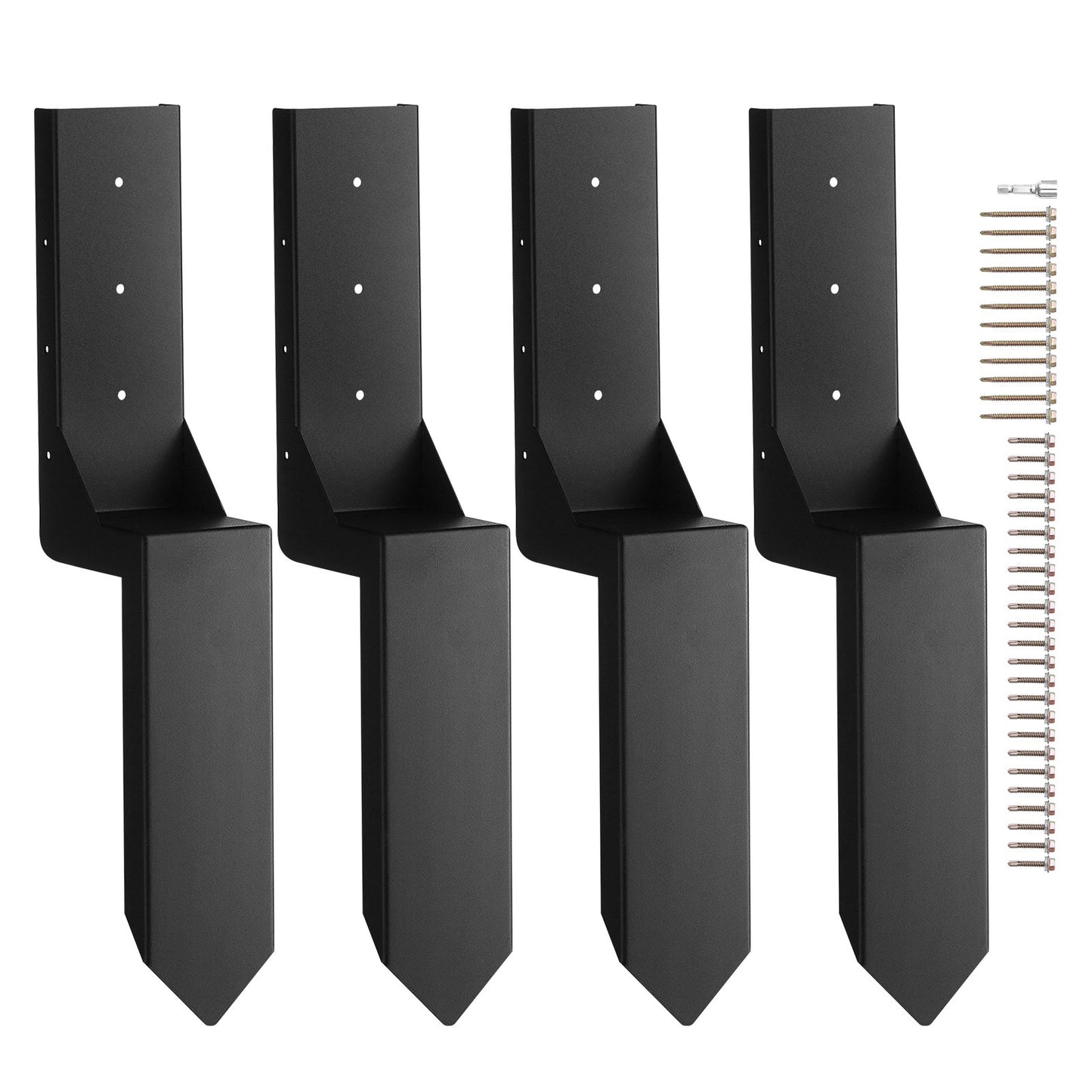 Fence Post Anchor Repair Kit, 4 Pack Inner Diameter 3.5 x3.5 Inches Heavy Duty Fence Post Support Posts, Anchor Ground Spike for Repairing Tilted, Broken Fence Post, Enveloping