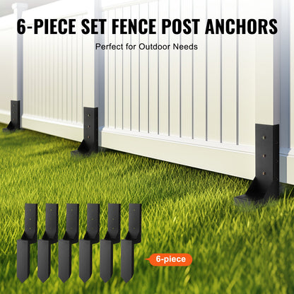 Fence Post Anchor Repair Kit, 6 Pack Inner Diameter 3.5 x3.5 Inches Heavy Duty Fence Post Support Posts, Anchor Ground Spike for Repairing Tilted, Broken Wooden Fence Post, Enveloping