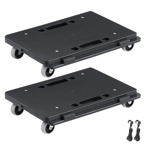 Furniture Dolly, 500 lbs Capacity Each Count, Furniture Mover with Wheels, Portable Moving Rollers 4 Wheels Heavy Duty, Small Flat Dolly Cart with Interlocking for Heavy Furniture, 2 Pack, Black