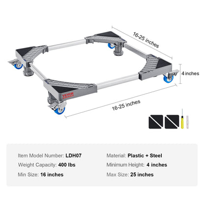 Mini Fridge Stand, 400 lbs Load, 4 Strong Feet, 4 Locking Swivel Wheels, Washer and Dryer Pedestal, Multi-Functional Adjustable Base for Washing Machine, and Refrigerator, Universal Mobile Base