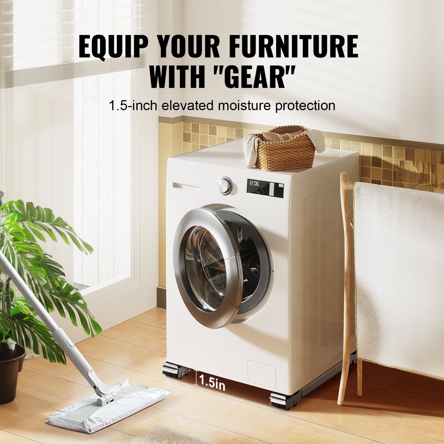 Heavy Duty Möbelapparater Rullar, 660 lbs total belastning, utdragbara apparatrullar Mobil tvättmaskinsbas, Kylskåp Dolly Movers för kylskåp, torktumlare, diskmaskiner, vit