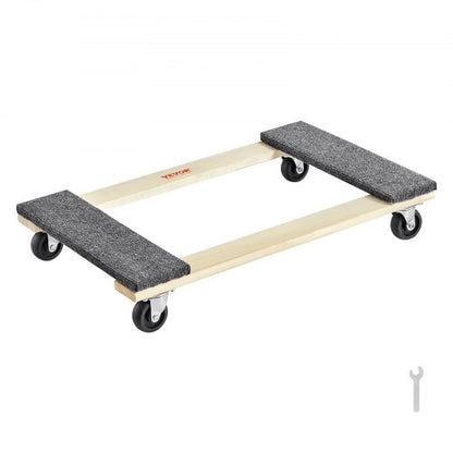 Furniture Dolly, 1000 lbs Load Capacity, 18" x 30", 4 x 3" PP Swivel Casters, Heavy Duty Hardwood Furniture Moving Dolly, Mover's Dolly, Moving Cart with Wheels for Heavy Furniture Home Cleaning