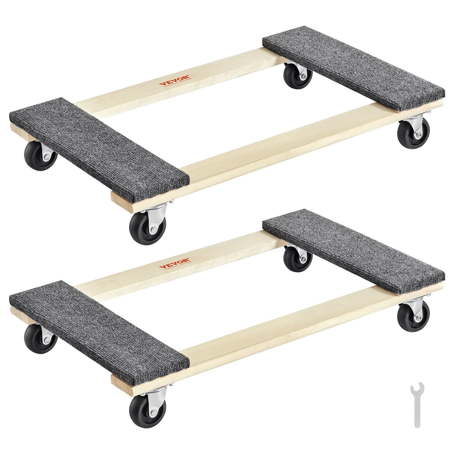 Furniture Dolly, 1000 lbs varje lastkapacitet, 2 paket, 18" x 30", 8 x 3" PP svängbara hjul, kraftiga hårdträmöbler Moving Dolly, Mover's Dolly, flyttvagn med hjul för tunga möbler