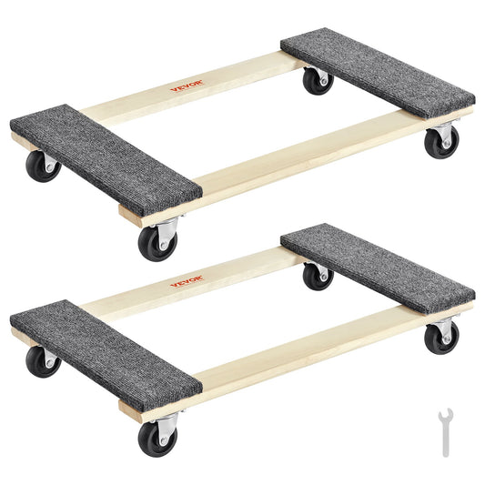 Furniture Dolly, 1000 lbs varje lastkapacitet, 2 paket, 18" x 30", 8 x 3" PP svängbara hjul, kraftiga hårdträmöbler Moving Dolly, Mover's Dolly, flyttvagn med hjul för tunga möbler