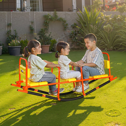 Kids Seesaw, 200 lbs Load Capacity, Metal Rocking Teeter Totter with Handles, Toddler Seesaw for Children Aged 3+, Kids Outdoor Playground Equipment for Lawn, Backyard, Playground, 2 Seats