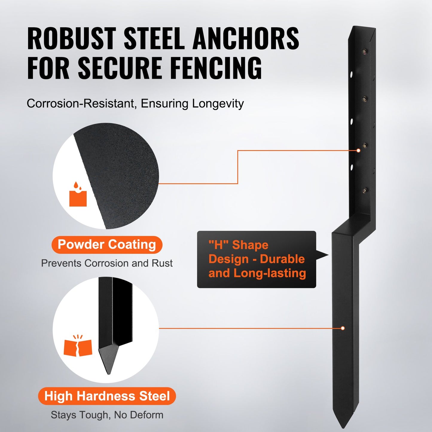 Fence Post Anchor Repair Kit, 4 Pack Inner Diameter 2 x2 Inches Heavy Duty Steel Fence Post Support Stakes, Anchor Ground Spike for Repair Tilted, Broken Wood Fence Post