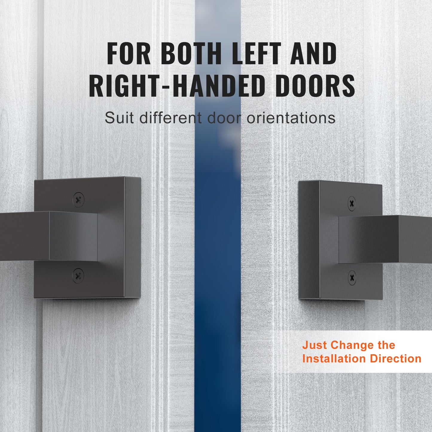 Dummy Door Lever, 1 pc non-twisting single-sided push/pull handle, modern square door lever, reversible for right and left-handed doors, for pantry, wardrobe and French doors, matte black