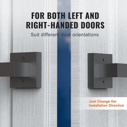 Dummy Door Lever, 1 pc non-twisting single-sided push/pull handle, modern square door lever, reversible for right and left-handed doors, for pantry, wardrobe and French doors, matte black