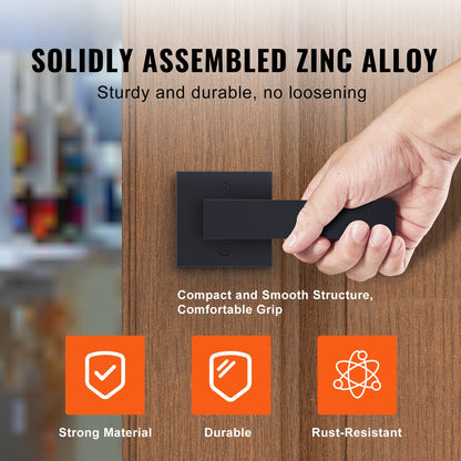 Dummy Door Handle, 2PCS Non-Twist Single-Sided Push/Pull Handles, Modern Square Door Handle, Reversible for Right and Left-Handed Doors, for Pantry, Wardrobe and French Doors, Matte Black