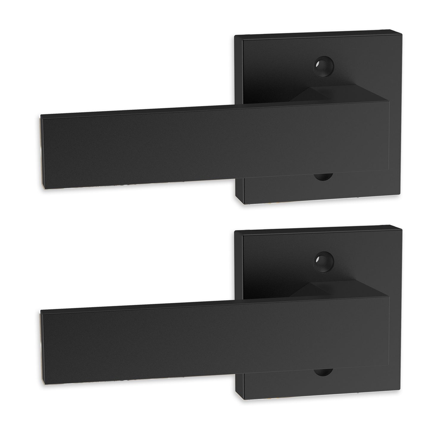 Dummy Door Handle, 2PCS Non-Twist Single-Sided Push/Pull Handles, Modern Square Door Handle, Reversible for Right and Left-Handed Doors, for Pantry, Wardrobe and French Doors, Matte Black
