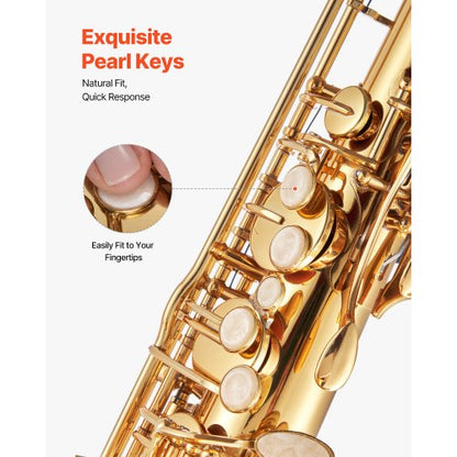 Gold Brass Tenor Saxophone B Flat Sax Beginner Kit with Mouthpiece | EU