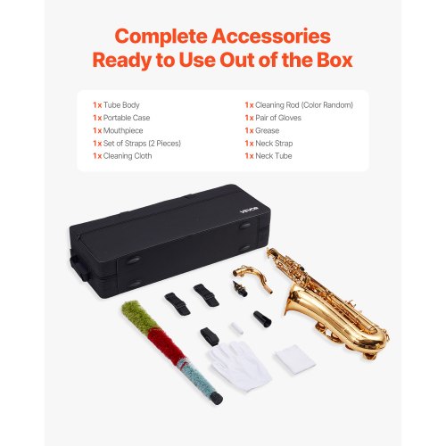 Gold Brass Tenor Saxophone B Flat Sax Beginner Kit with Mouthpiece | EU