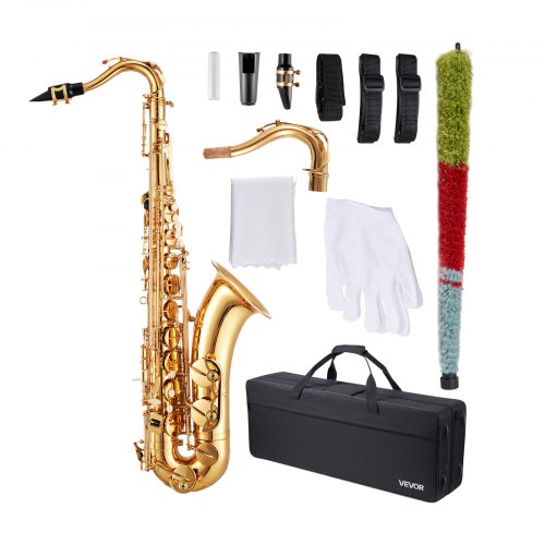 Goldmessing Tenorsaxophon B-Saxophon Anfänger-Set mit Mundstück | EU