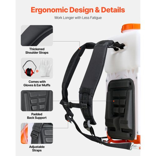 Ryggsäcksdimmaspruta, 63CC 3HK motor, bensindriven dimspruta med 16L tank, pulver- och vätskedustersystem för effektiv bekämpning av loppor och fästingar, trädgårdsskötsel och jordbruk |  EU