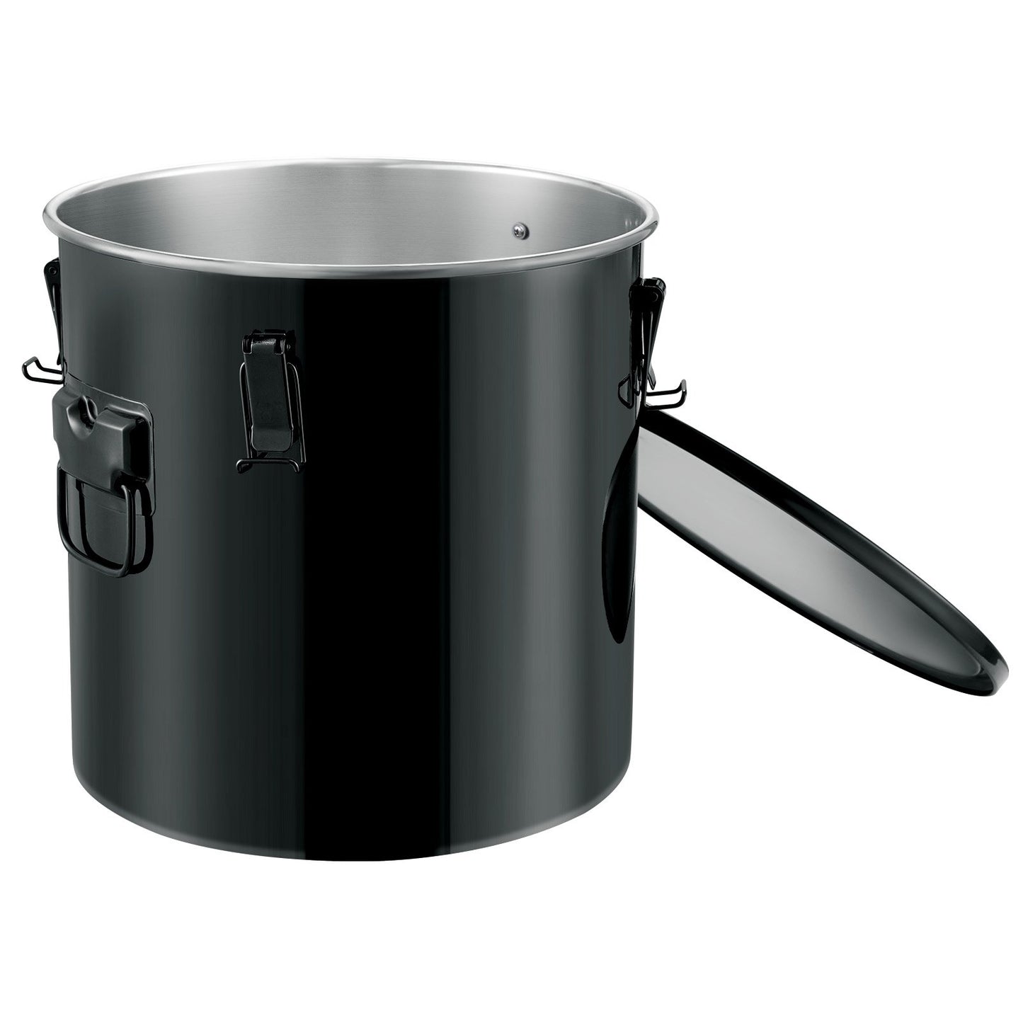 Fryer Grease Bucket, 8 Gal Oil Disposal Caddy Stainless Steel Fryer Oil Bucket Rustproof Coating, Oil Transport Container with Lid, Locking Clips, Filter Bag for Hot Cooking Oil Filtration, Black
