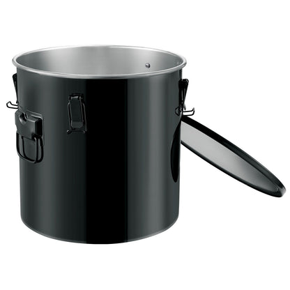 Fryer Grease Bucket, 8 Gal Oil Disposal Caddy Stainless Steel Fryer Oil Bucket Rustproof Coating, Oil Transport Container with Lid, Locking Clips, Filter Bag for Hot Cooking Oil Filtration, Black
