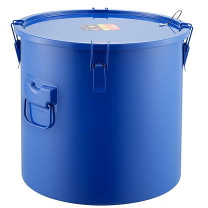 Fryer Grease Bucket, 10 Gal Oil Disposal Caddy Carbon Steel Fryer Oil Bucket with Rust-Proof Coating, Oil Transport Container with Lid, Lock Clips, Filter Bag for Hot Cooking Oil Filtering, Blue