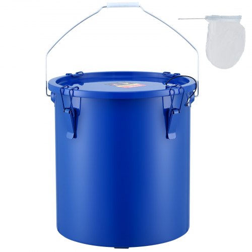 Fryer Grease Bucket, 6 Gal Oil Disposal Caddy Carbon Steel Fryer Oil Bucket with Rust-Proof Coating, Oil Transport Container with Lid, Lock Clips, Filter Bag for Hot Cooking Oil Filtering, Blue