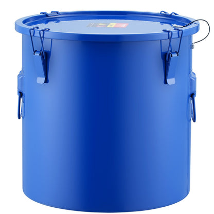 Fryer Grease Bucket, 8 Gal Oil Disposal Caddy Carbon Steel Fryer Oil Bucket with Rustproof Coating, Oil Transport Container with Lid, Locking Clips, Filter Bag for Hot Cooking Oil Filtration, Blue