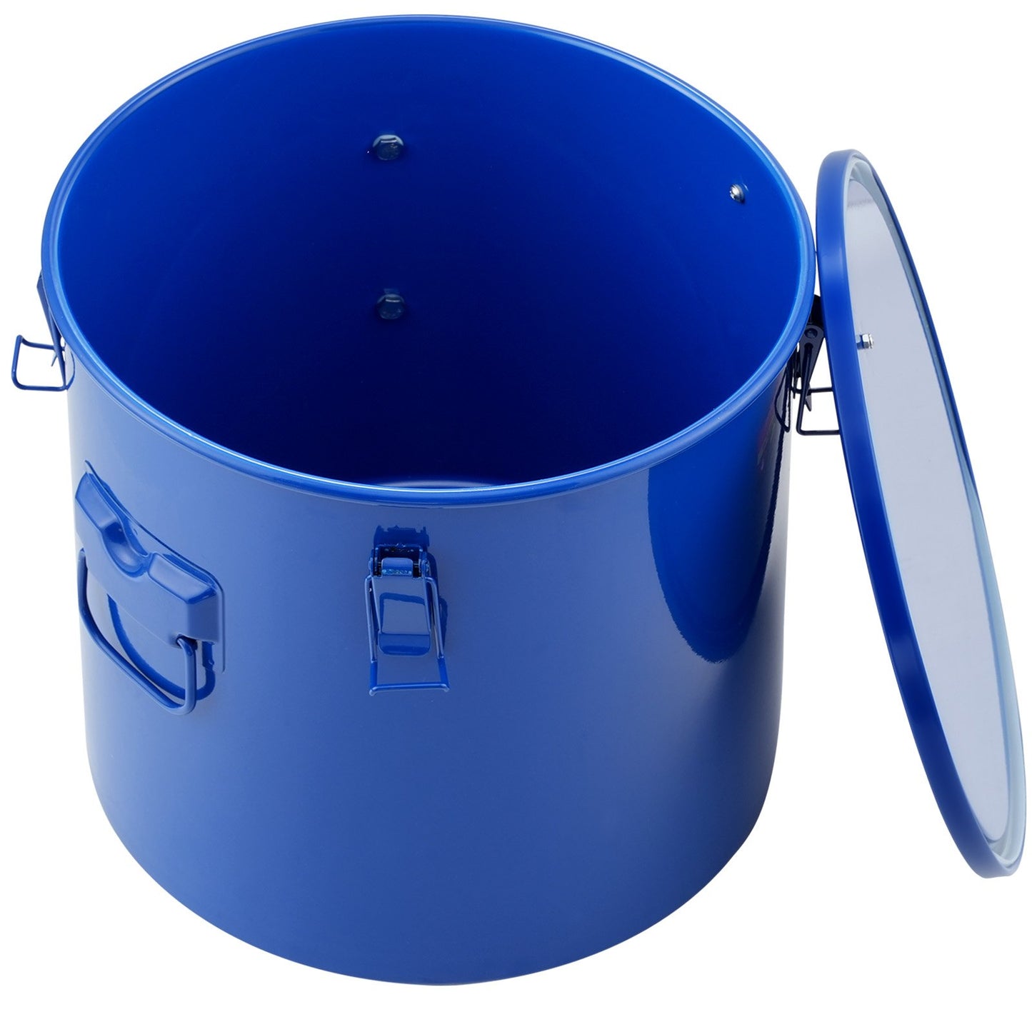 Fryer Grease Bucket, 8 Gal Oil Disposal Caddy Carbon Steel Fryer Oil Bucket with Rustproof Coating, Oil Transport Container with Lid, Locking Clips, Filter Bag for Hot Cooking Oil Filtration, Blue