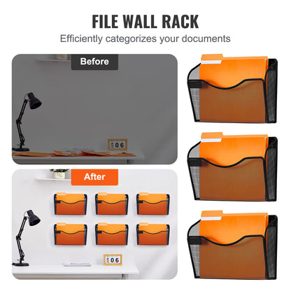 File Wall Rack Mesh Wall File Holder 6-part 1 pocket for office &amp; school