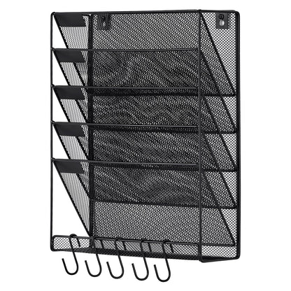 File Wall Rack Mesh Wall File Holder 1-Piece 6 Pockets for Office/School
