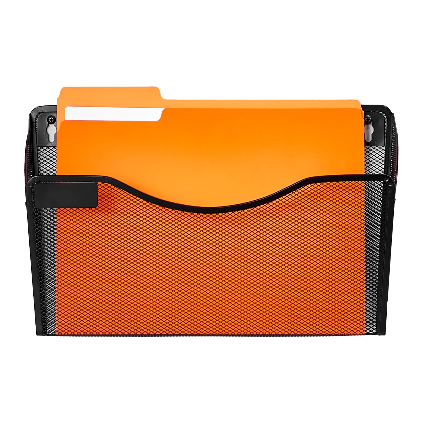 File Wall Rack, Three-Piece 1 Pocket Mesh Wall File Holder, Wall Mounted Magazine Mail Paper & Document Storage Folder, Metal Wall File Organizer with Nametag Label, for Office Home & School