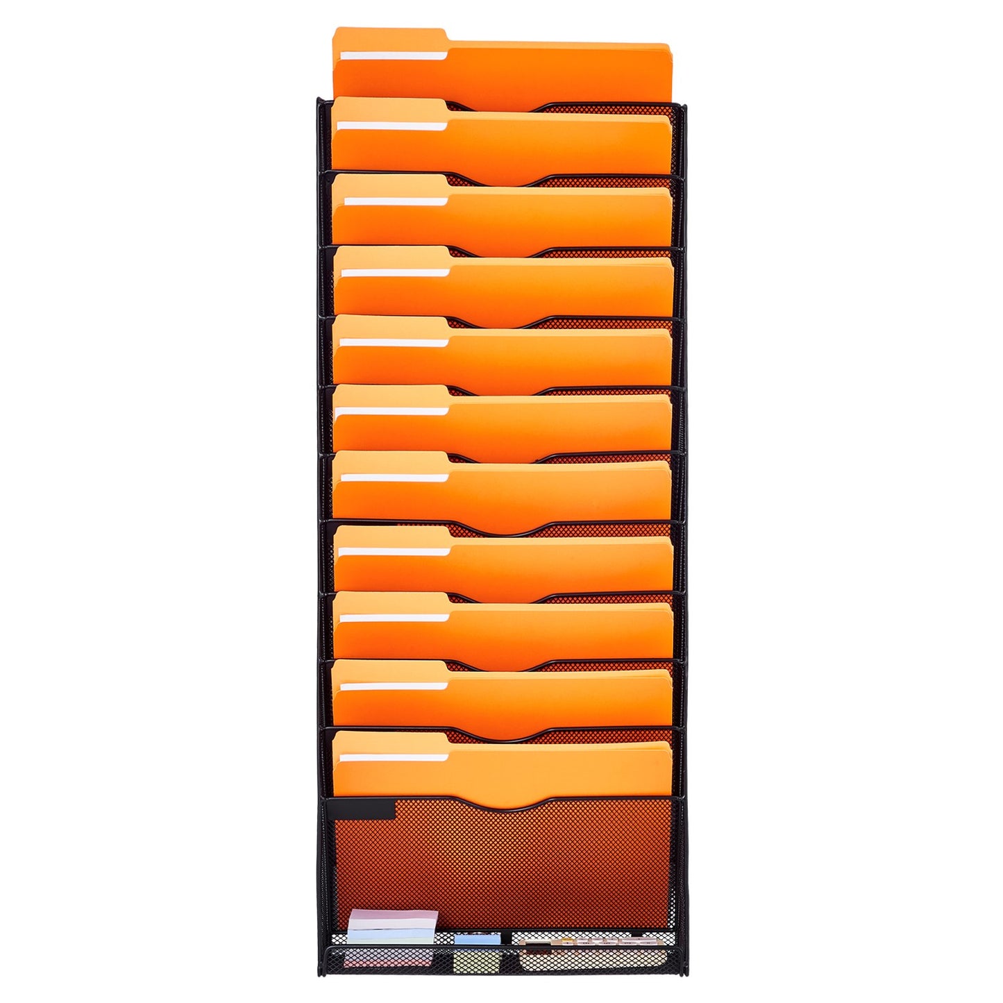 File Wall Rack, One-Piece 12 Pockets Mesh Wall File Holder, Wall Mounted Magazine Mail Paper & Document Storage Folder, Metal Wall File Organizer with Nametag Label, for Office Home & School