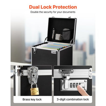 Bärbar arkivlåda, 395 x 320 x 380 mm invändig bröststorlek, låsbar mobil affärsväska med teleskophandtag, handhållen arkivlåda för kontor, hem, kontor, sjukhus, banker |  EU