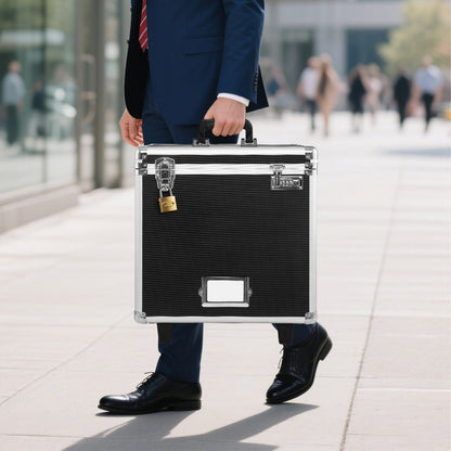 Portable File Storage Box, 15.6 x 12.6 x 15 inch Internal Chest Size, Locking Mobile Business Case with Telescopic Handle, Hand pull File Case for Office Home, Offices, Hospitals, Banks