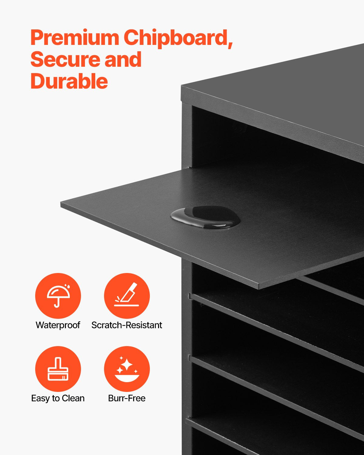 Prospekt-Organizer aus Holz, 27 Fächer mit herausnehmbaren Einlegeböden, Schwarz