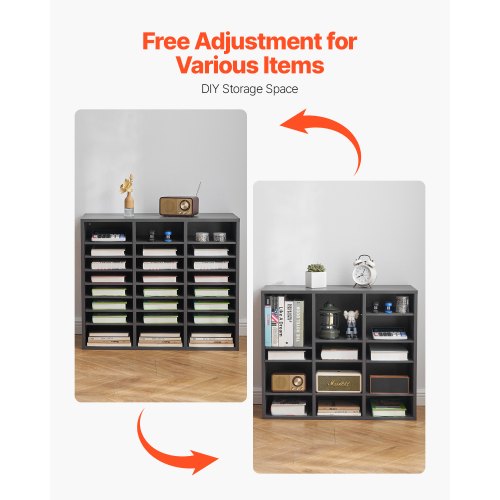 Litteraturorganisatör i trä 24 fack med justerbara hyllor grå |  EU