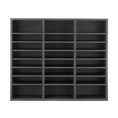 Litteraturorganisatör i trä 24 fack med justerbara hyllor grå |  EU