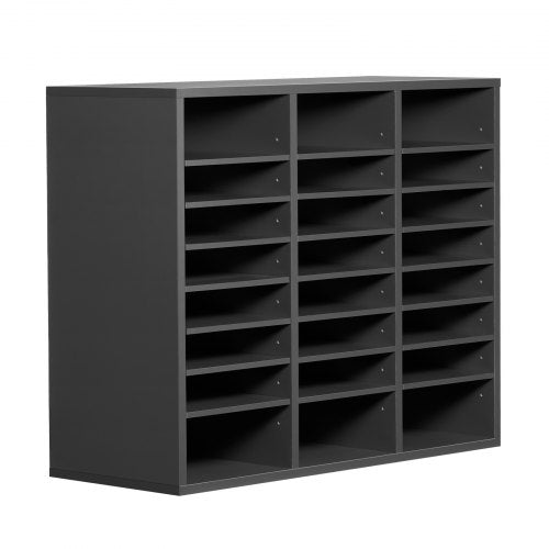 Litteraturorganisatör i trä 24 fack med justerbara hyllor grå |  EU