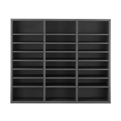 Literature Organizer, 24 Compartments Office Mailbox with Adjustable Shelves, Wooden Mailbox Sorter Medium Density Fiberboard Office Home Classroom Storage for Files, Documents, Papers, Grey
