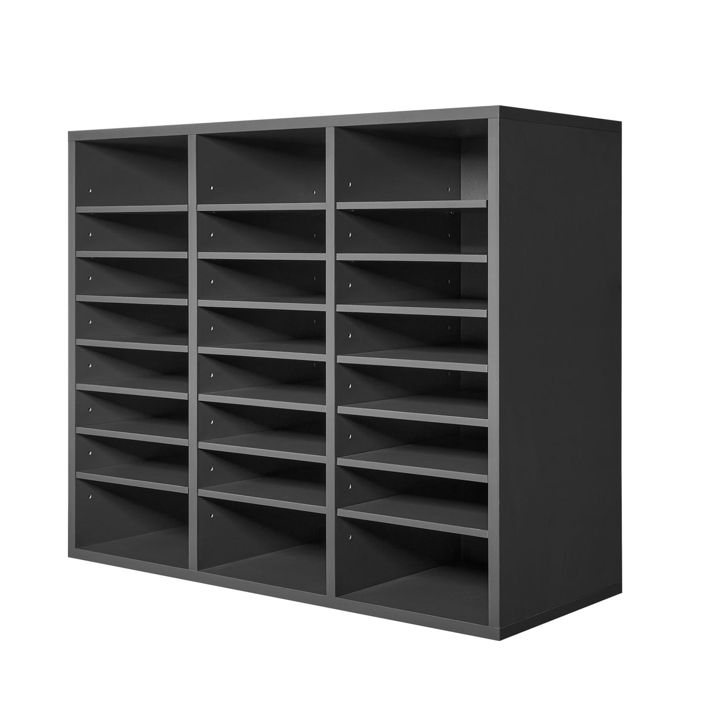 Literature Organizer, 24 Compartments Office Mailbox with Adjustable Shelves, Wooden Mailbox Sorter Medium Density Fiberboard Office Home Classroom Storage for Files, Documents, Papers, Grey