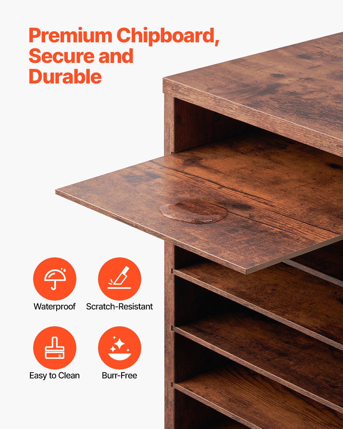 Literatur-Organizer aus Holz, 27 Fächer, herausnehmbare Regale, Dunkelbraun