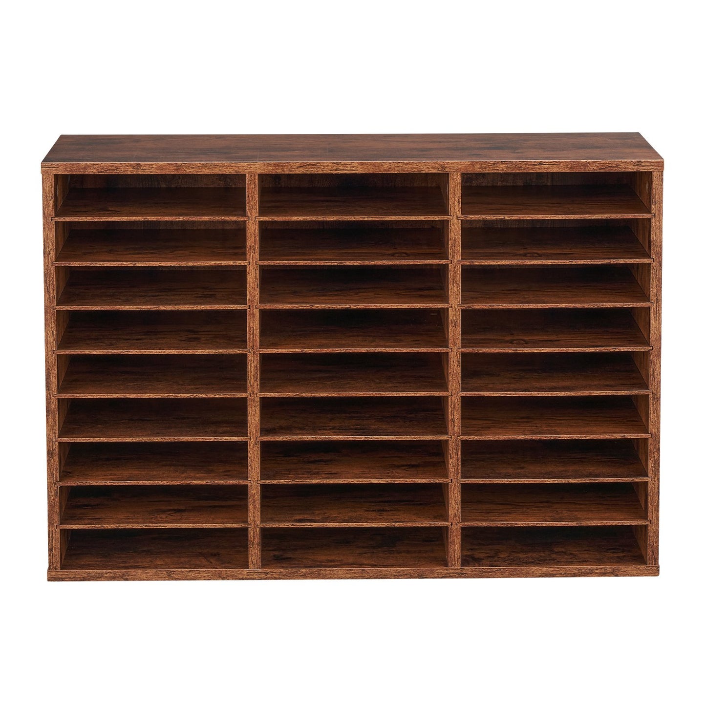 Literatur-Organizer aus Holz, 27 Fächer, herausnehmbare Regale, Dunkelbraun