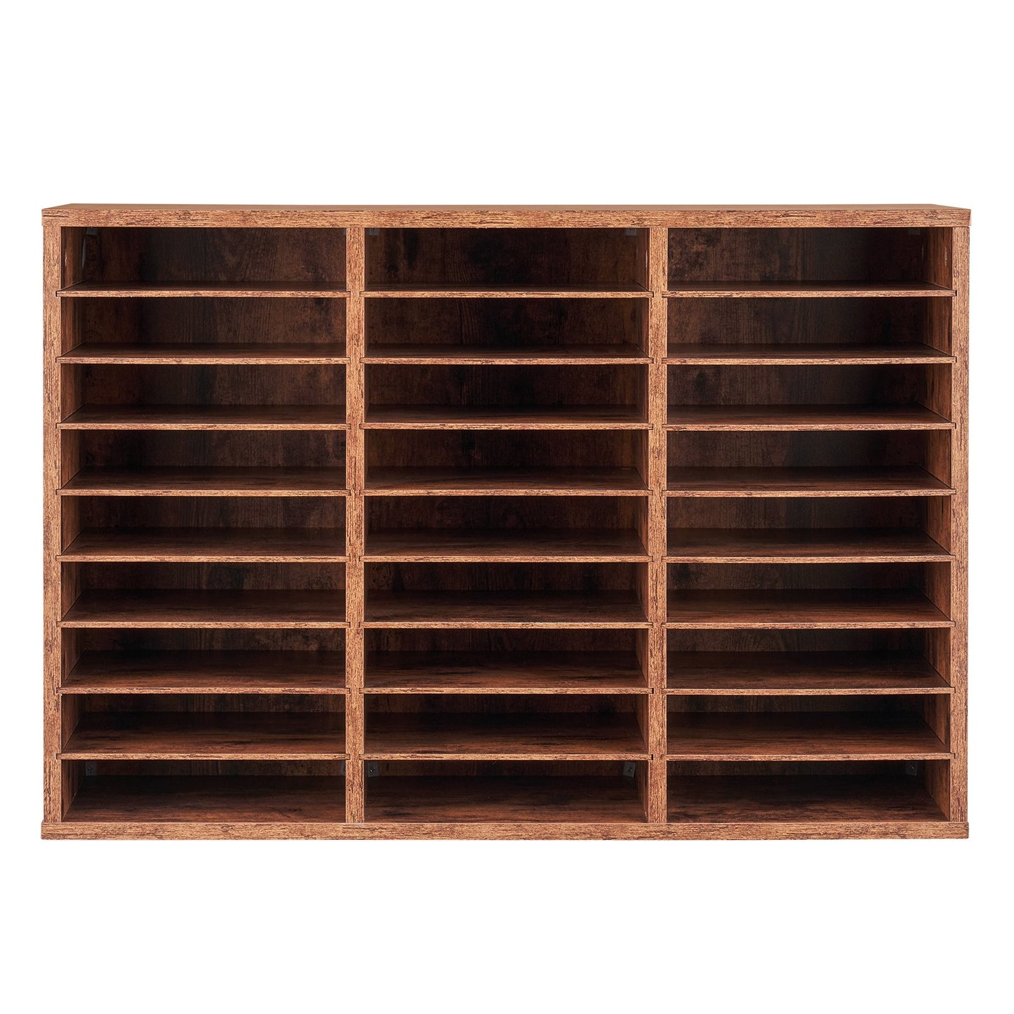 Literatur-Organizer aus Holz, 27 Fächer, herausnehmbare Regale, Dunkelbraun