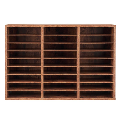 Literatur-Organizer aus Holz, 27 Fächer, herausnehmbare Regale, Dunkelbraun