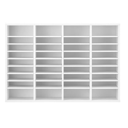 Literature Organizer, 36 Compartments Office Mailbox with Adjustable Shelves, Wooden Mailbox Sorter Medium Density Fiberboard Office Home Classroom Storage for Files, Documents, Papers, White