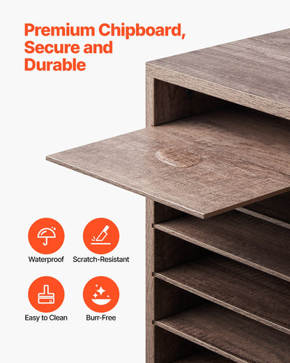 Trälitteraturorganisatör 27 fack Avtagbara hyllor Svart-grå