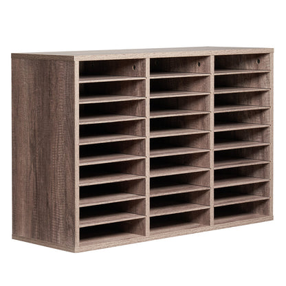 Trälitteraturorganisatör 27 fack Avtagbara hyllor Svart-grå