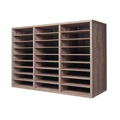 Trälitteraturorganisatör 27 fack Avtagbara hyllor Svart-grå