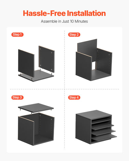 Literature Organizer, 5 Compartments Office Mailbox with Adjustable Shelves, Wooden Mailbox Sorter Medium Density Fiberboard Office Home Classroom Storage for Files, Documents, Papers, Grey
