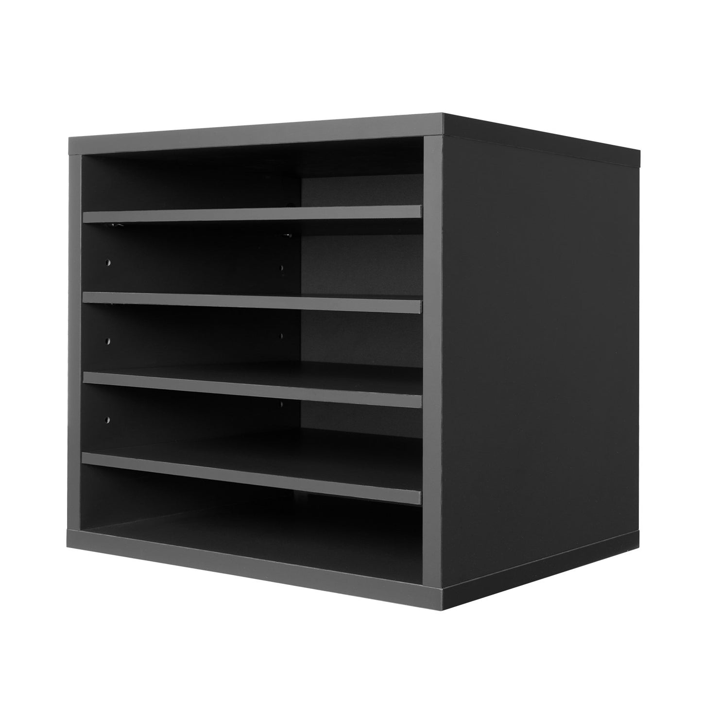 Literature Organizer, 5 Compartments Office Mailbox with Adjustable Shelves, Wooden Mailbox Sorter Medium Density Fiberboard Office Home Classroom Storage for Files, Documents, Papers, Grey