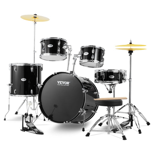 Adult Drum Set 5-Piece 22 in Complete Full Size Drum Set with Throne Stand