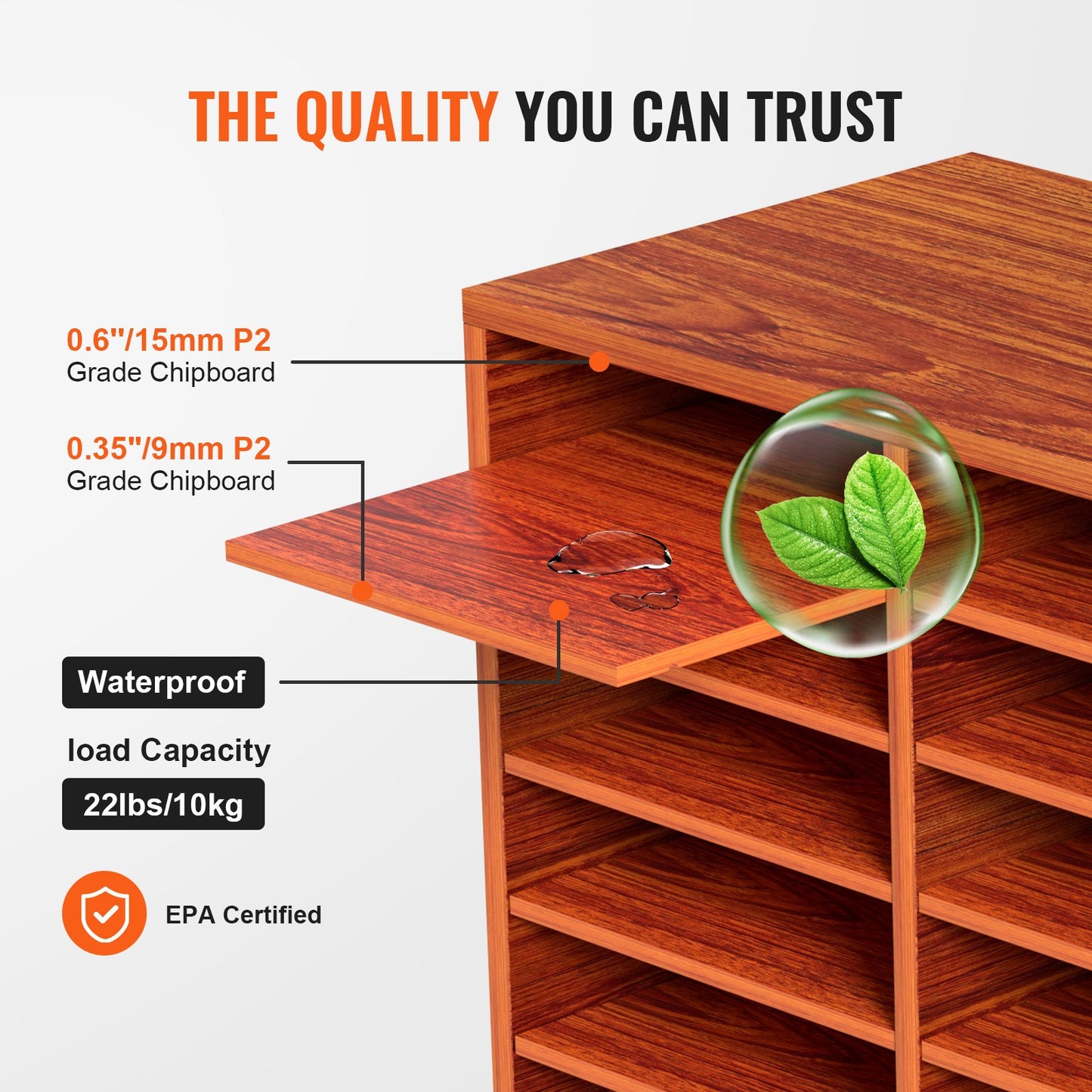 Holz Literatur Organizer Datei Sorter Papier Lagerung Halter 27 Fächer Braun