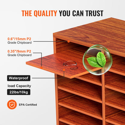 Holz Literatur Organizer Datei Sorter Papier Lagerung Halter 27 Fächer Braun